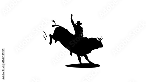 Bull Rider symbol, black isolated silhouette