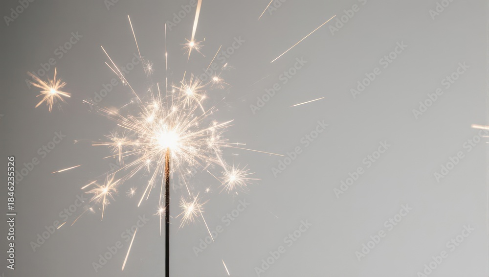 Fototapeta premium Sparkler Burning Brightly Against a Neutral Background.