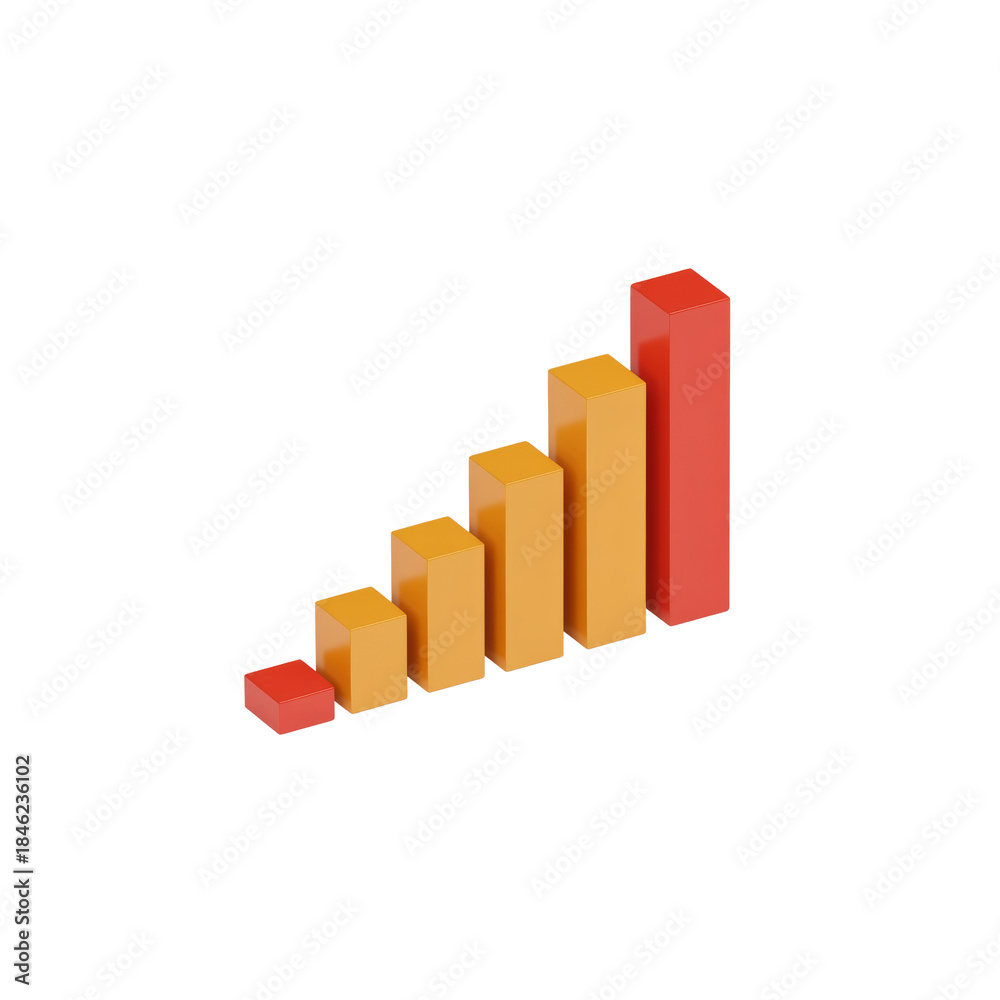 Fototapeta premium A rising bar chart illustrating business success and financial growth in 3d perspective
