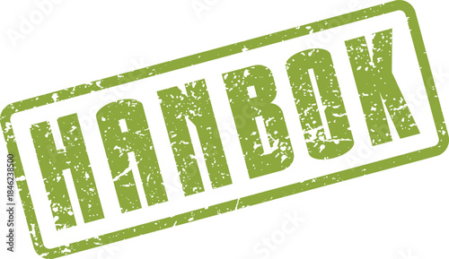 Authentic Green Distressed Hanbok Rubber Stamp Representing Korean Traditional Culture and Attire