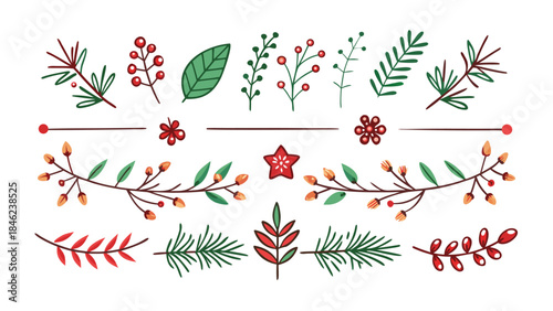 Hand-drawn floral designs displaying a variety of flowers and foliage, emphasizing artistic detail and creativity..eps