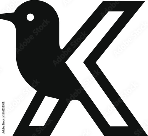 Minimal Bird Letter K Logo Icon