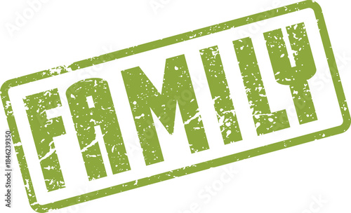 Grungy Lime Green Family Stamp Expressing Unity, Kinship, and Loving Bonds Together