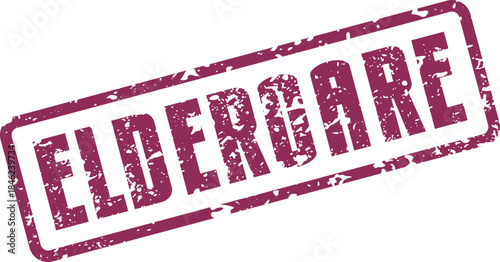 Eldercare word in magenta grunge rubber stamp effect depicting support for seniors