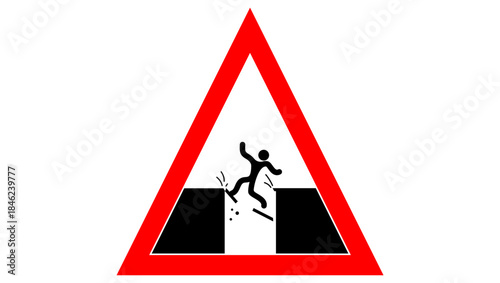  risk of collapse sign, black and red  isolated silhouette