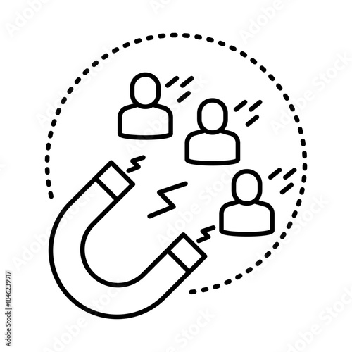 Lead Generation Icon: Vector Line Icon for Marketing and Sales Concepts. Lead generation icon, customer acquisition icon, prospecting icon, marketing leads icon, and business development icon.