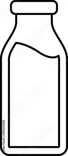Glass milk or juice bottle icon line art