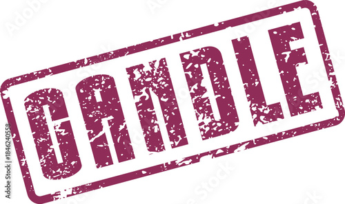 Distressed deep red CANDLE rectangular stamp illustration for lighting concepts