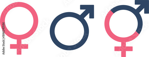 Pink Female, Blue Male, and Combined Gender Symbols woman
