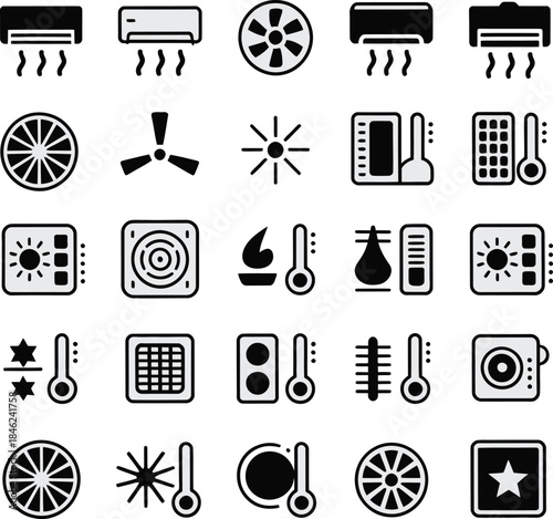 Comprehensive collection of climate control and temperature regulation icons