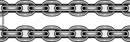 Detailed illustration of two robust metal chains with interconnected oval links