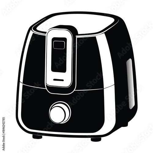 contemporary air fryer with digital controls line art silhouette vector illustration