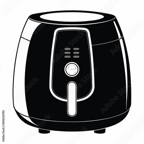 contemporary air fryer with digital controls line art silhouette vector illustration