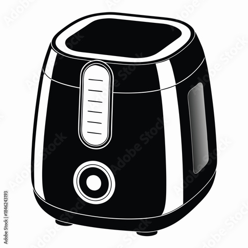 contemporary air fryer with digital controls line art silhouette vector illustration