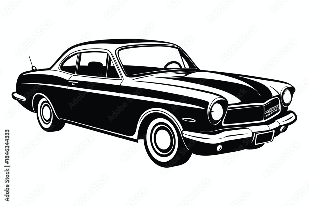 Fototapeta premium classic car line art silhouette vector illustration