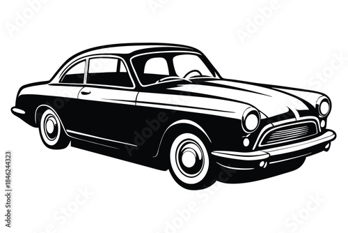 classic car line art silhouette vector illustration