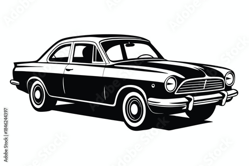 classic car line art silhouette vector illustration