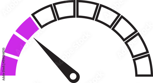 Speed Meter Icon. Speed indicator sign. Performance concept. Fast speed sign. Vector scale, level of performance. Speed dial indicator. Infographic of risk, gauge, score progress.