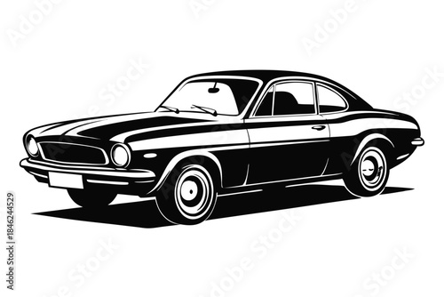 classic car line art silhouette vector illustration