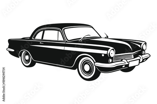 classic car line art silhouette vector illustration