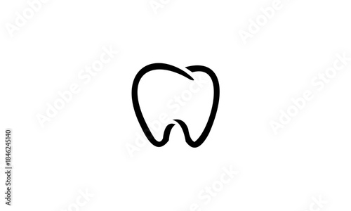 Minimalist Black Outline Tooth Icon for Dental Care.