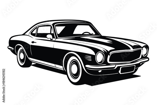 classic car line art silhouette vector illustration