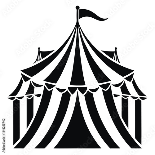 circus tent line art silhouette vector illustration