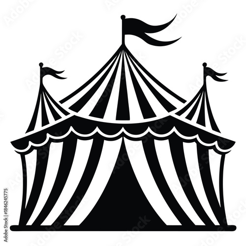 circus tent line art silhouette vector illustration