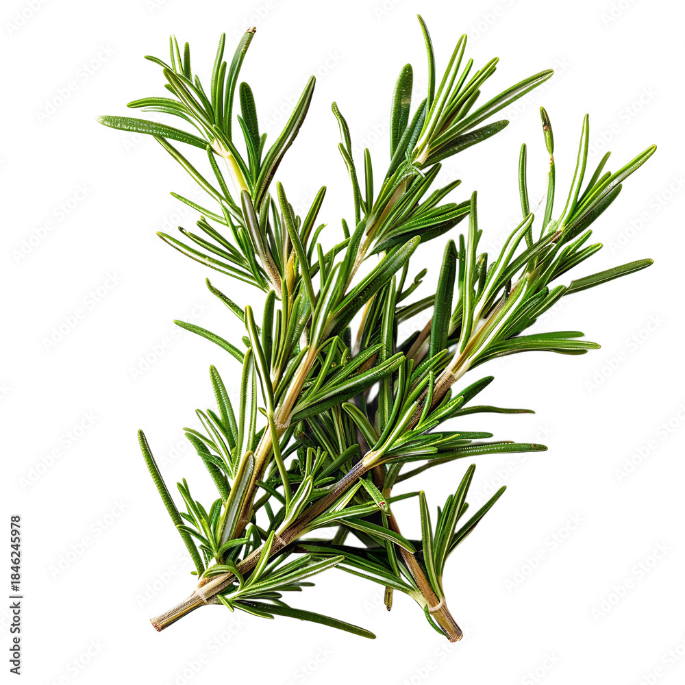 Fototapeta premium Fresh Rosemary Sprigs Isolated On Transparent Background