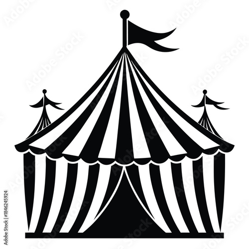 circus tent line art silhouette vector illustration