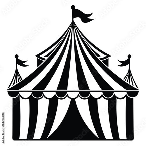 circus tent line art silhouette vector illustration