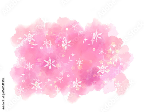 Soft Watercolor Winter Background with Snowflakes and Sparkles