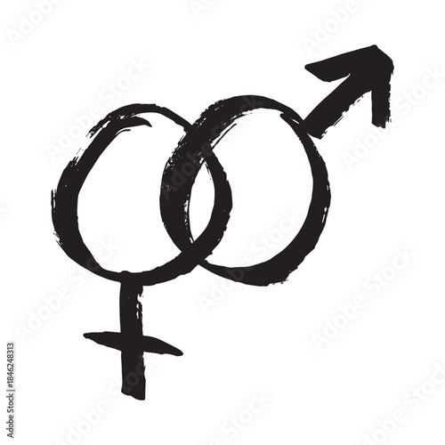 Hand drawn heterosexual gender identity sign Symbol used to represent sex and gender