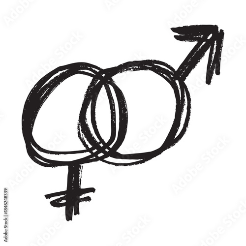 Hand drawn heterosexual gender identity sign Symbol used to represent sex and gender