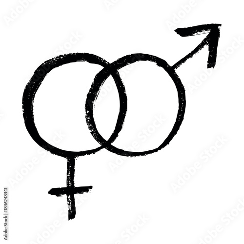 Hand drawn heterosexual gender identity sign Symbol used to represent sex and gender