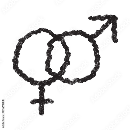 Hand drawn heterosexual gender identity sign Symbol used to represent sex and gender
