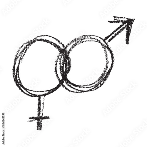 Hand drawn heterosexual gender identity sign Symbol used to represent sex and gender