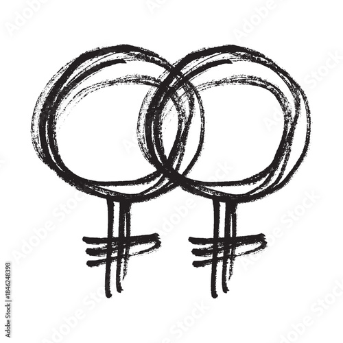 Hand drawn lesbian identity sign Symbol used to represent sex and gender