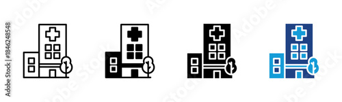 Hospital icon set multiple style collection