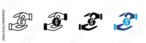 Repayment icon set multiple style collection