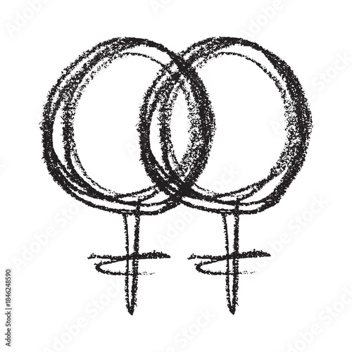 Hand drawn lesbian identity sign Symbol used to represent sex and gender