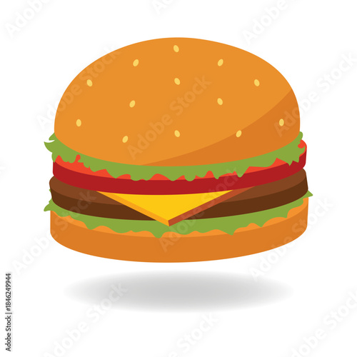 Delicious burger icon vector. Hamburger icon. Fast food concept. vector isolated hamburger. Burger icon draw vector illustration.