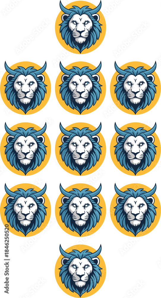 Fototapeta premium Powerful majestic lion head logo design with detailed mane and fierce expression, lion emblem icon for wildlife conservation sports team branding luxury fashion or casino marketing modern style vector