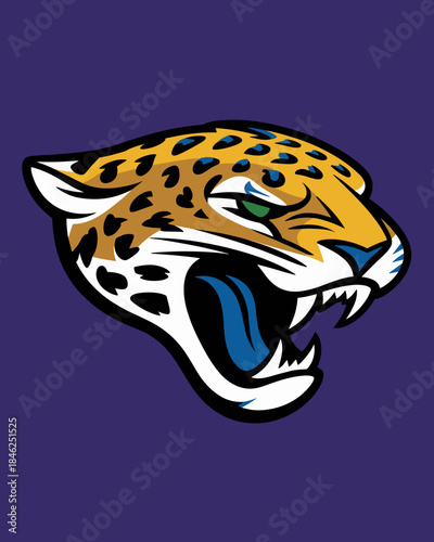 Bold modern jaguar mascot logo design with fierce expression and vibrant colors suited for sports teams, brands, apparel, merchandise, gaming, entertainment, creative industries, digital art, vector i