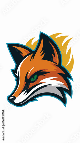 Dynamic cartoon-style fox head illustration with sharp features and vibrant colors symbolizing agility cunning and wilderness suitable for logos mascots branding sports team graphics and outdoor adven