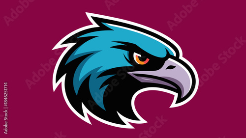 Dynamic fierce eagle mascot logo design featuring sharp stylized feathers intense focused expression bold colors modern sports team branding emblem graphic illustration high-impact visual artwork for