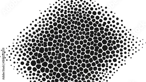 Abstract Black and White Reaction Diffusion Pattern with Gradient Dots and Cells