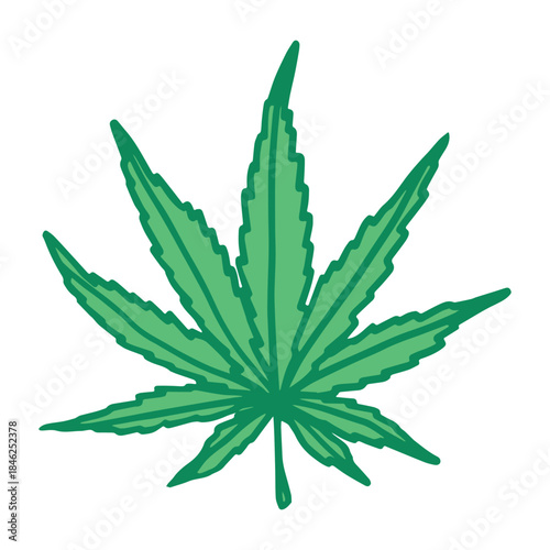 Hand drawn cannabis leaf Medicine marijuana Hemp leaves clipart in doodle style Single element for print, web, design, decor