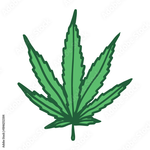 Hand drawn cannabis leaf Medicine marijuana Hemp leaves clipart in doodle style Single element for print, web, design, decor