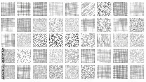Diverse Collection of Hand-Drawn Hatching and Patterns Textures
